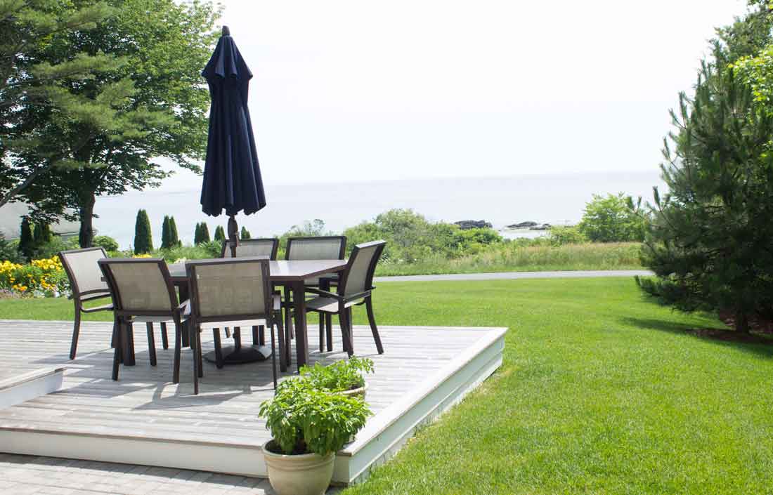 The lawn-level deck provide full advantage of the view